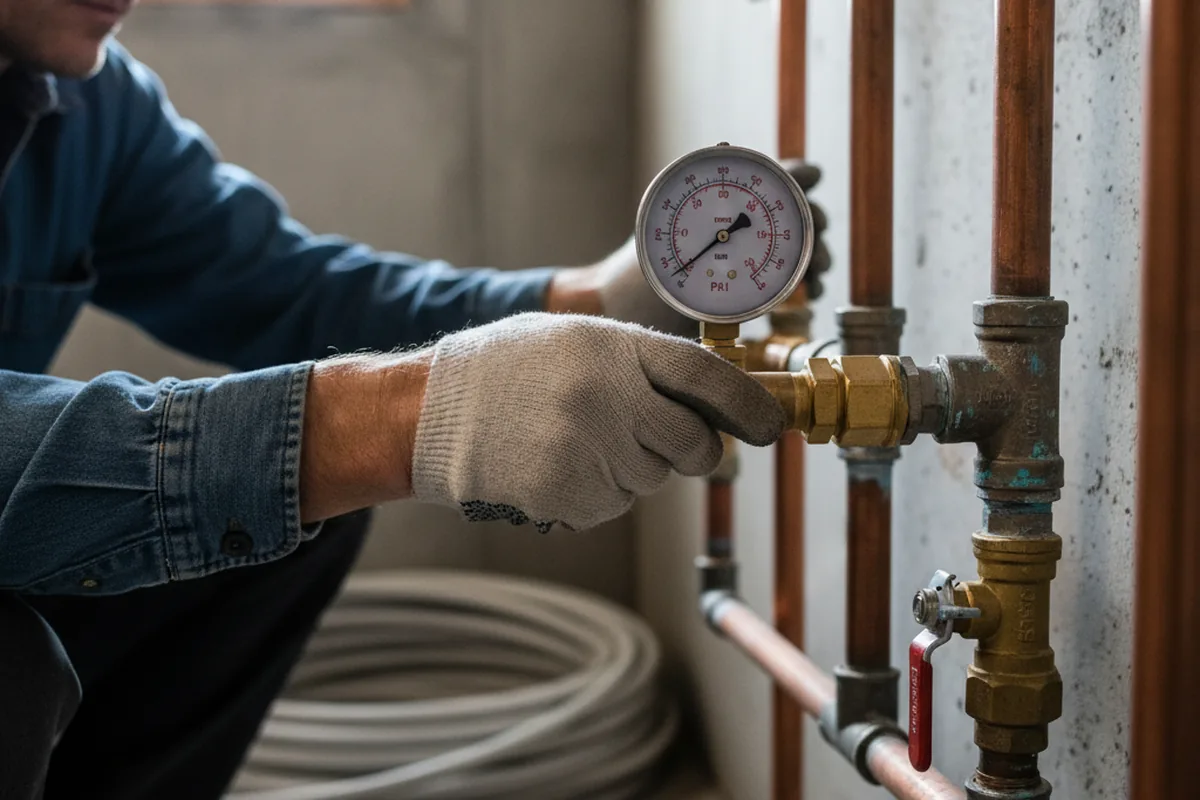 Pressure testing a repaired line during Water Line Repair in Schuylkill Haven